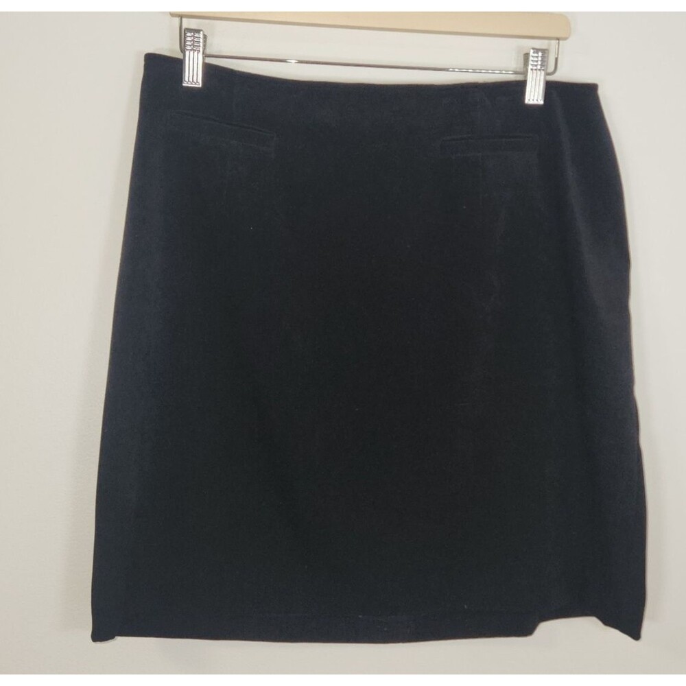 Vintage Venezia Jeans Black Soft Touch Above Knee Hidden Zipper Skirt Size 16
